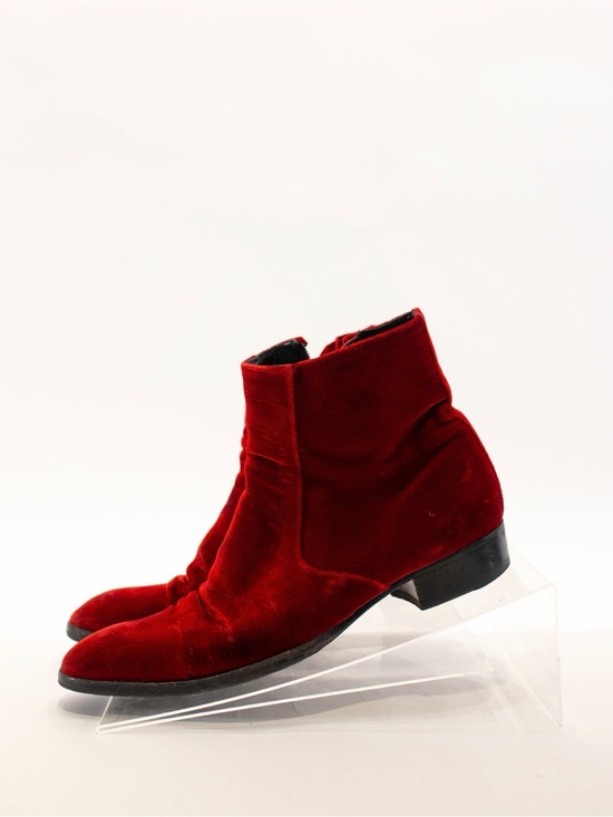 Other - Saint Laurent Men's Red Velvet Ankle Boots